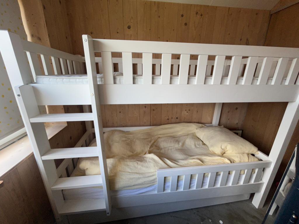 Stapelbed, met uitschuibare lade, Huis en Inrichting, Slaapkamer | Stapelbedden en Hoogslapers, Ophalen, 90 cm, Tweepersoons, Zo goed als nieuw