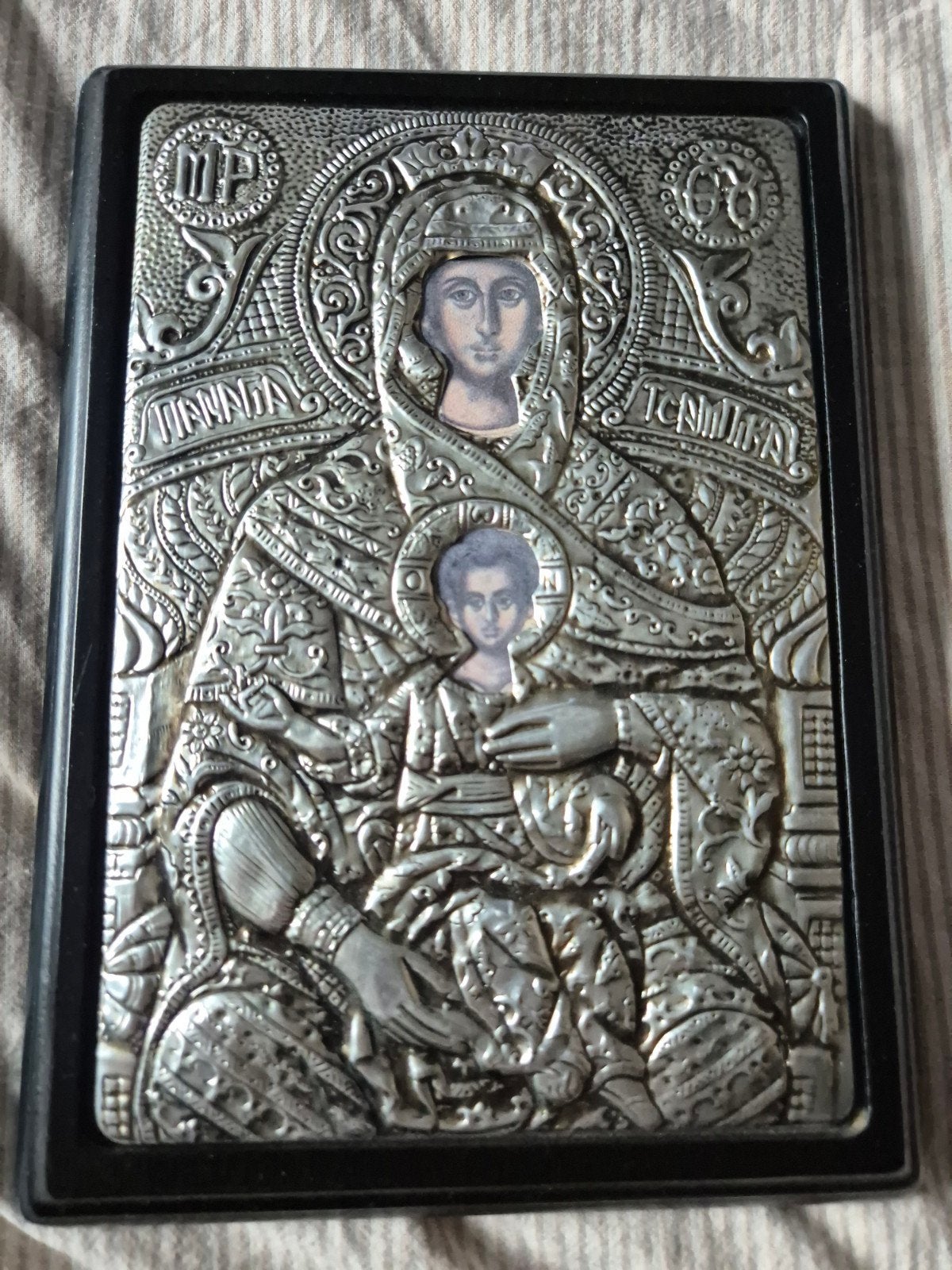 Oude Griekse icoon - Moeder Gods met Kind, Antiek en Kunst, Verzenden