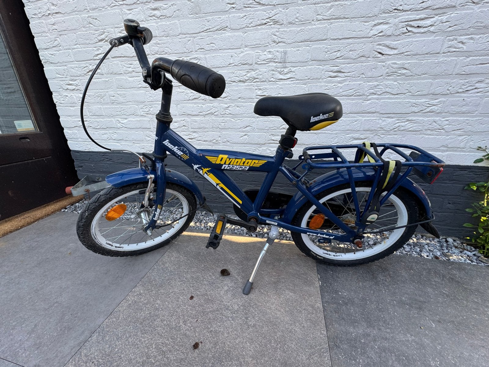 Loekie Aviator 16 inch kinderfiets - Blauw, Ophalen, Gebruikt, Terugtraprem, 16 tot 20 inch