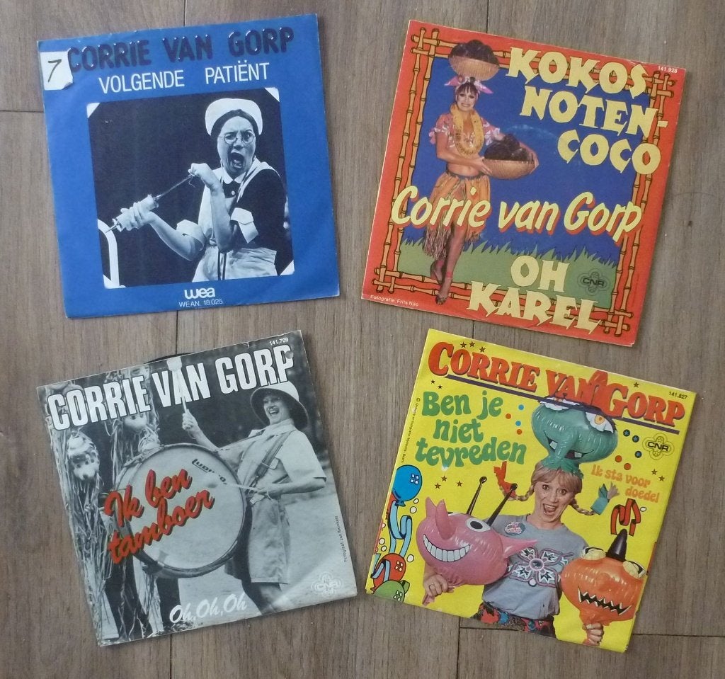 4x Singletjes 45 toeren CORRIE VAN GORP, 7 inch, Ophalen of Verzenden, Zo goed als nieuw, Overige typen