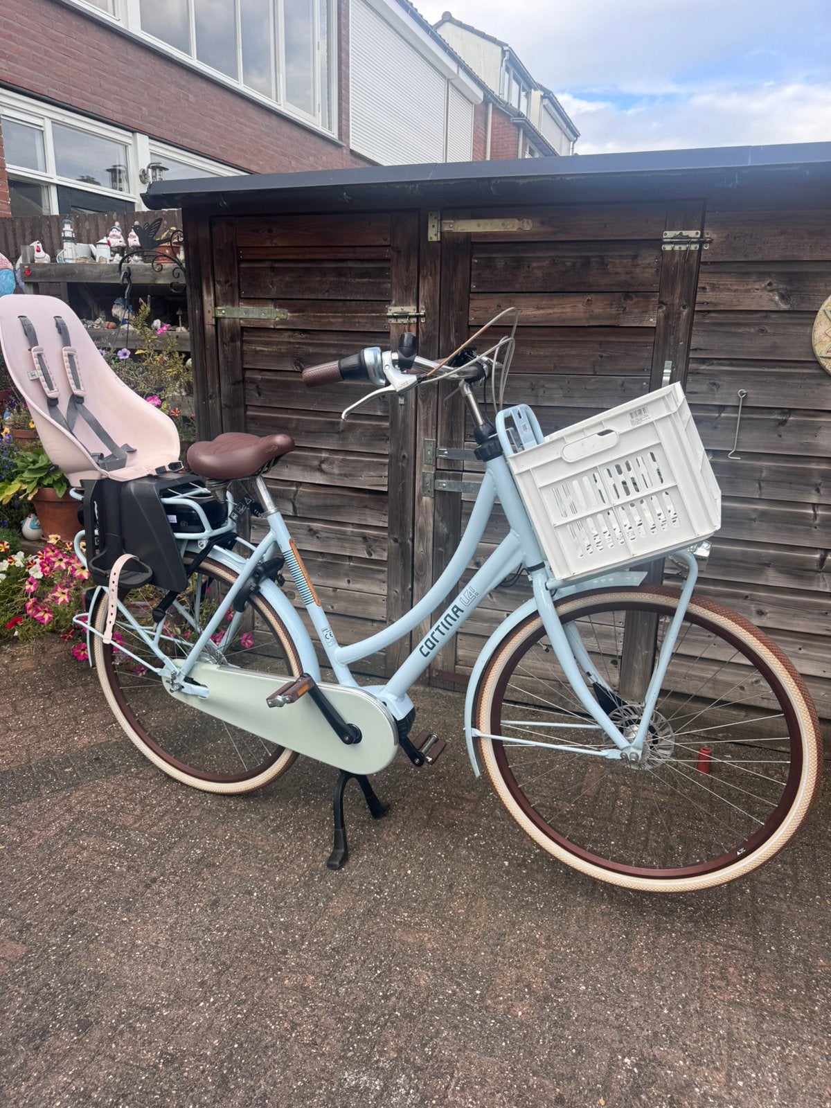 Electrische Cortina damesfiets, Fietsen en Brommers, Mandje, Zo goed als nieuw, 1 zitje, Ophalen