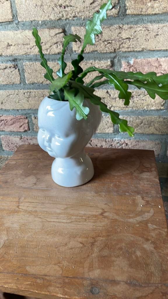 Vintage jaren 70 kinderhoofd bloempot., Ophalen of Verzenden, Gebruikt