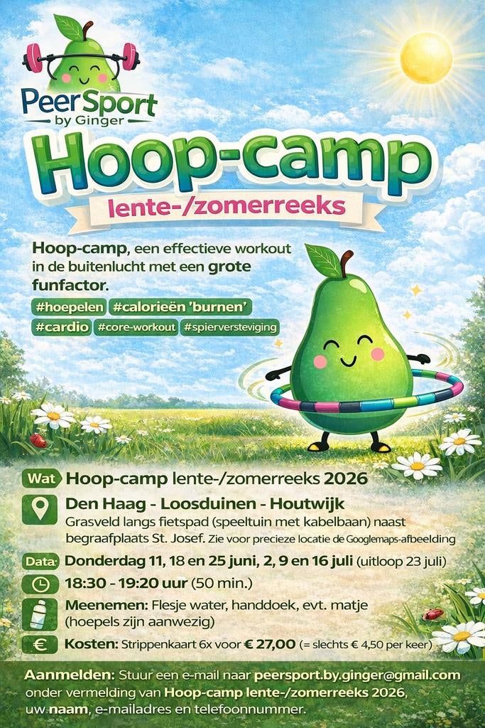 Doe mee! Hoop-camp, 6 hoepel-workouts, Den Haag, Loosduinen, Ophalen, Nieuw