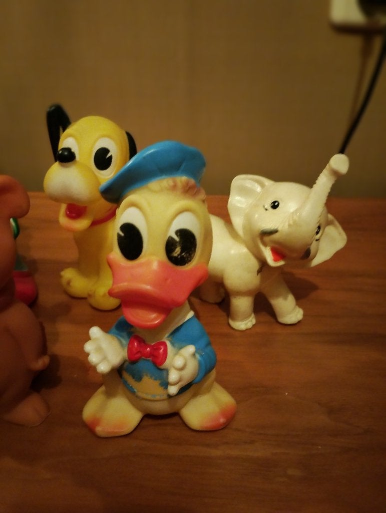 Vintage Disney figuren 6 stuks soft rubber jaren 70, Verzamelen, Ophalen of Verzenden, Overige figuren, Gebruikt, Beeldje of Figuurtje