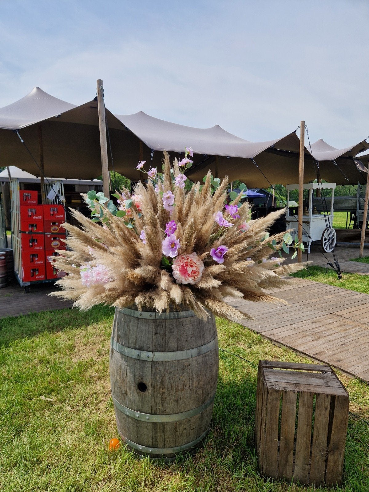 Groot droogboeket met pastelkleurige bloemen, Ophalen, Overige materialen, 100 cm of meer, Nieuw