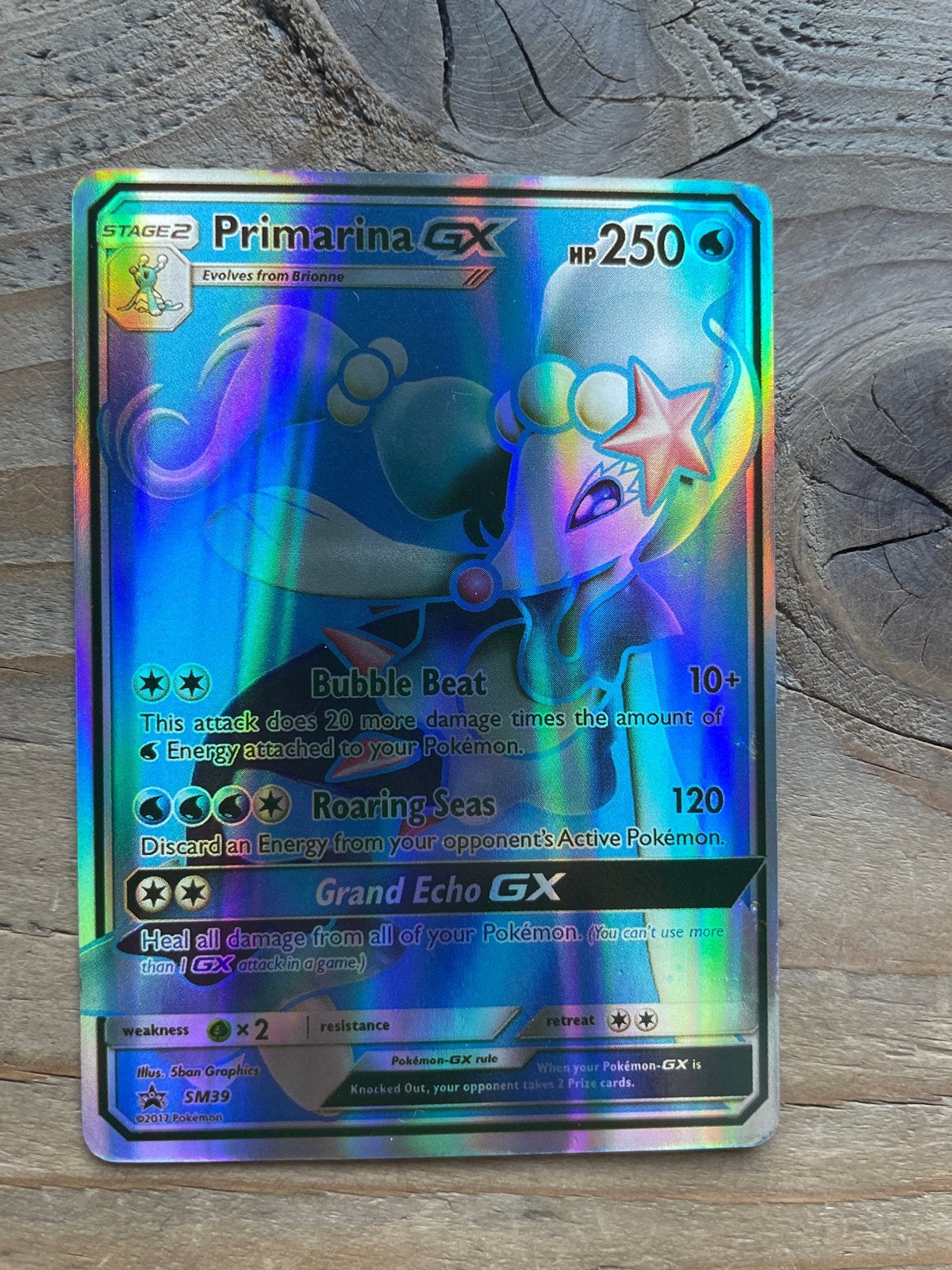 Primarina GX SM39 Full Art Pokémon Kaart, Ophalen of Verzenden, Zo goed als nieuw, Losse kaart, Foil