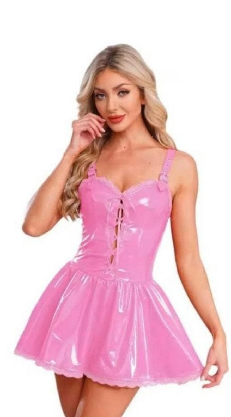 Mooie lakjurk met details, tm 3XL, Kleding | Dames, Jurken, Verzenden, Nieuw, Boven de knie