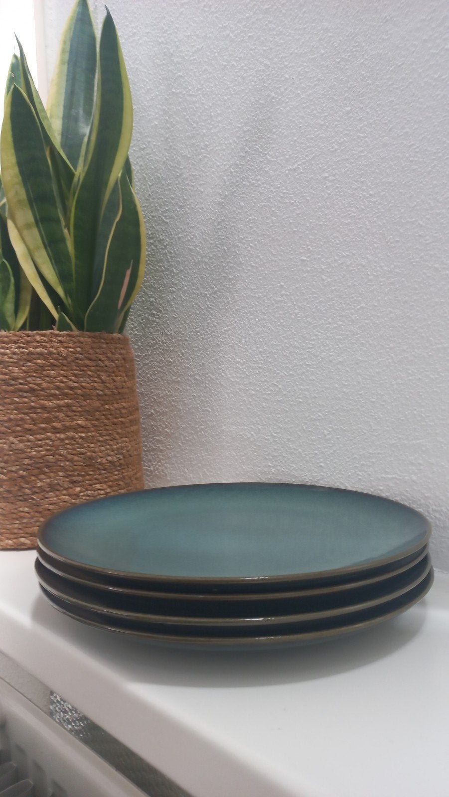 Ikea Gladelig dinerborden blauw 4x, Ophalen, Overige stijlen, Kop(pen) en/of Schotel(s)
