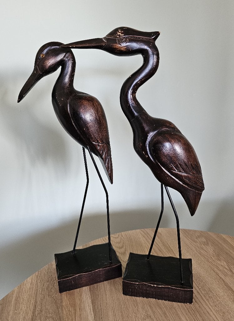 2 LEUKE BROCANTE HOUTEN VOGEL, Antiek en Kunst, Houtsnijwerk, Ophalen of Verzenden, 20 - 50 cm, Hout
