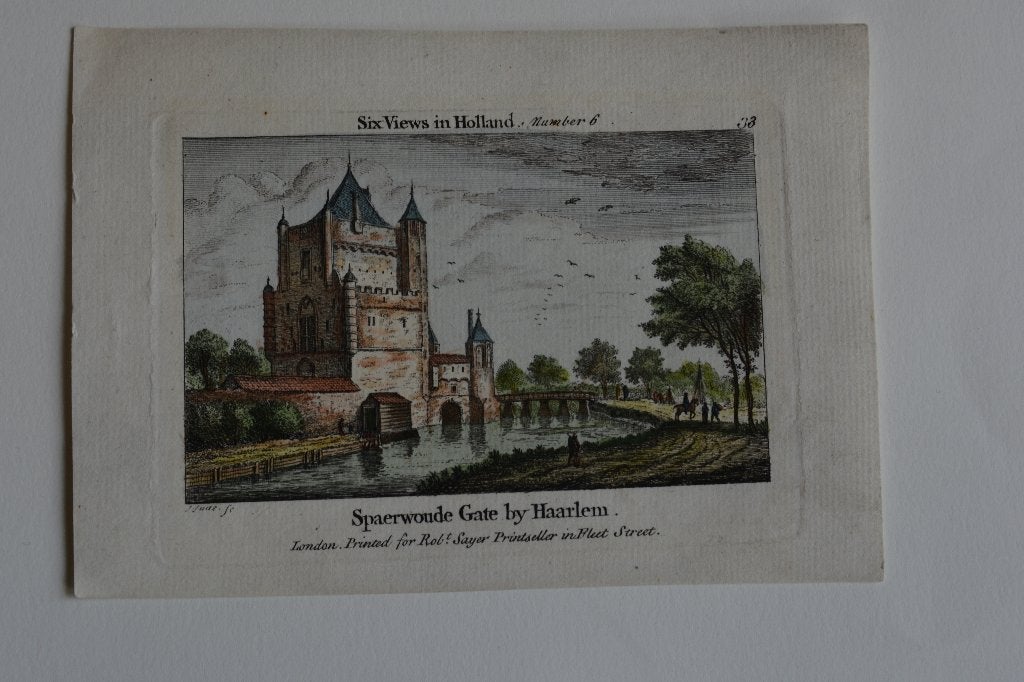 HAARLEM AMSTERDAMSCHE POORT Kopergravure Rademaker 1755 GX1, Gesigneerd, Verzenden, Stadsgezicht, Gravure