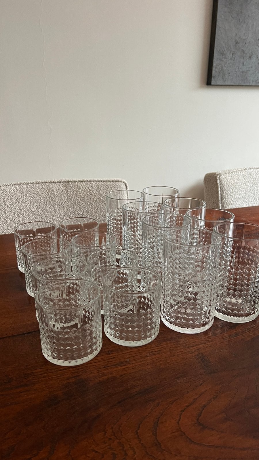 16 IKEA drinkglazen: 8 grote, 8 normale, zo goed als nieuw, Huis en Inrichting, Keuken | Servies, Ophalen, Glas of Glazen, IKEA