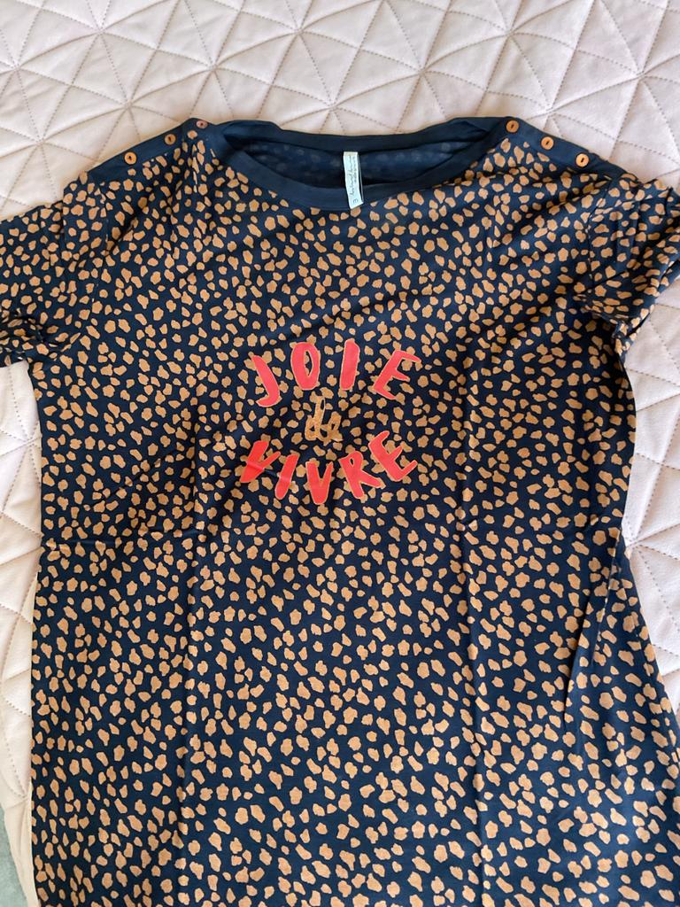 Summum Woman T-shirt 'Joie de Vivre' met panterprint, Kleding | Dames, Blauw, Maat 42/44 (L), Ophalen of Verzenden, Zo goed als nieuw