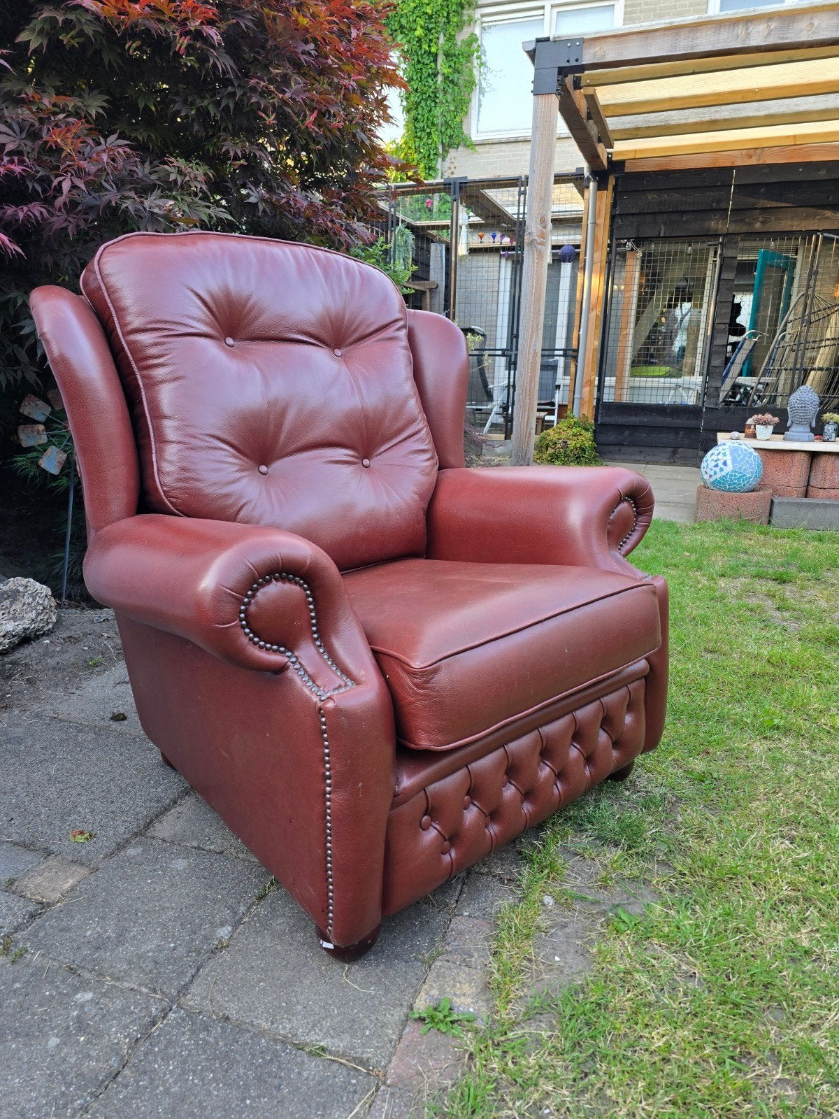 chesterfield 🇬🇧XL cognac leder,springvale,eyecatcher, Huis en Inrichting, Ophalen, 75 tot 100 cm, Leer, Klassiek,Engels,retro,vintage,mancave