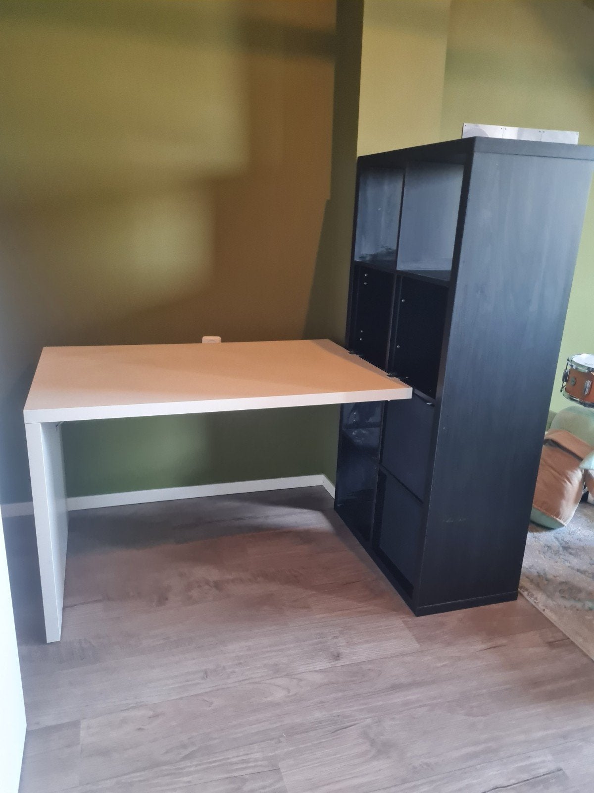 IKEA Kallax kast met bureau, Huis en Inrichting, Ophalen, 100 tot 150 cm, Eikenhout, Nieuw