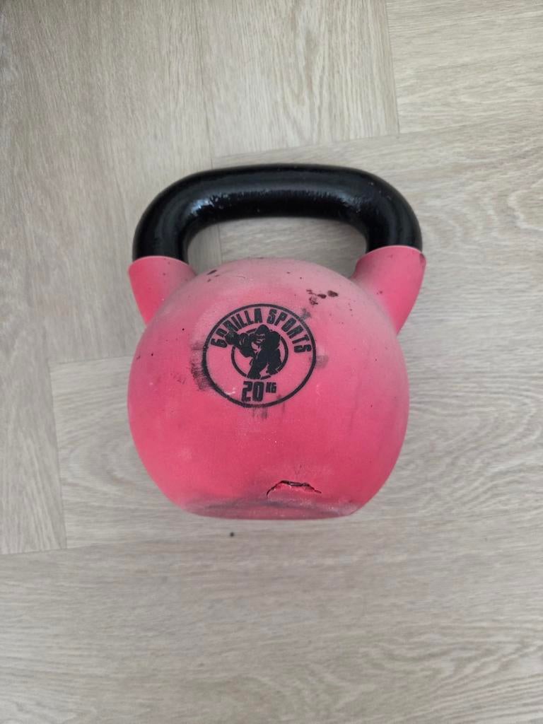 Gorilla Sports Kettlebell 20 kg - Rubber Coating, Sport en Fitness, Fitnessmaterialen, Ophalen, Gebruikt, Benen, Kettlebell