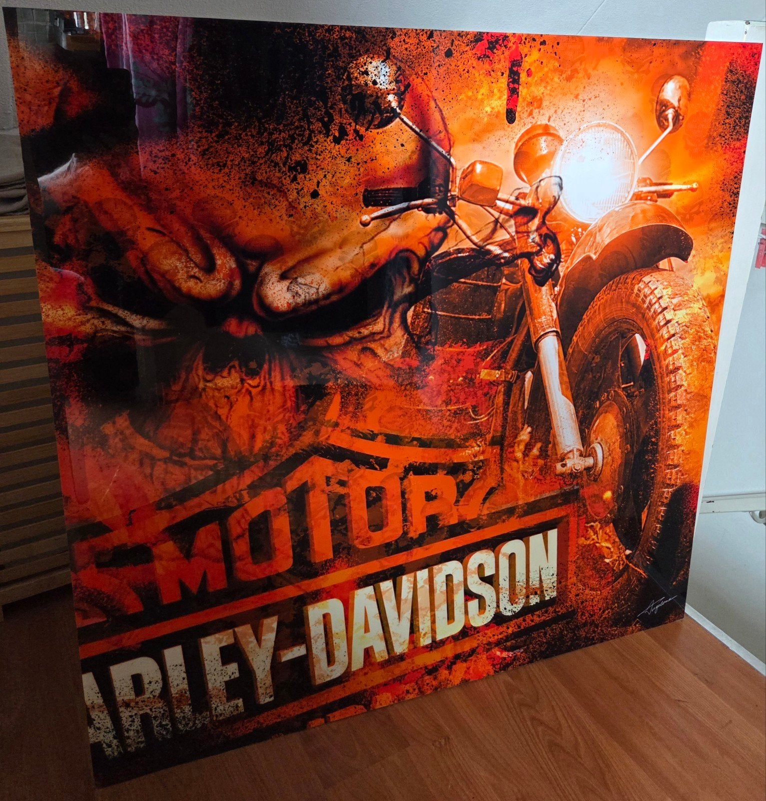 Harley Davidson foto op aluminium, Ophalen, 1980 tot heden, Overige onderwerpen