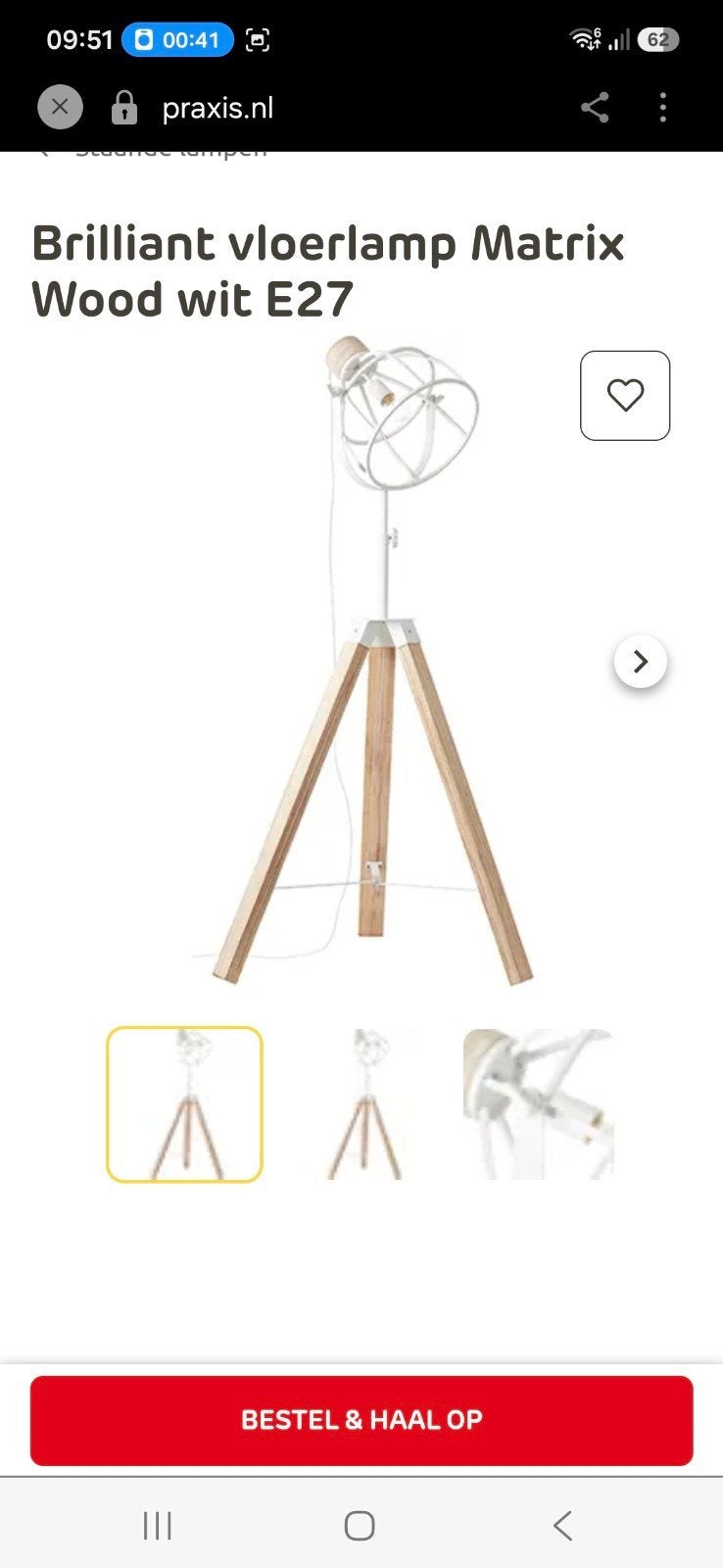 Brilliant vloerlamp Matrix Wood wit E27, Ophalen, Modern, Scandinavisch, 100 tot 150 cm, E27 (groot)