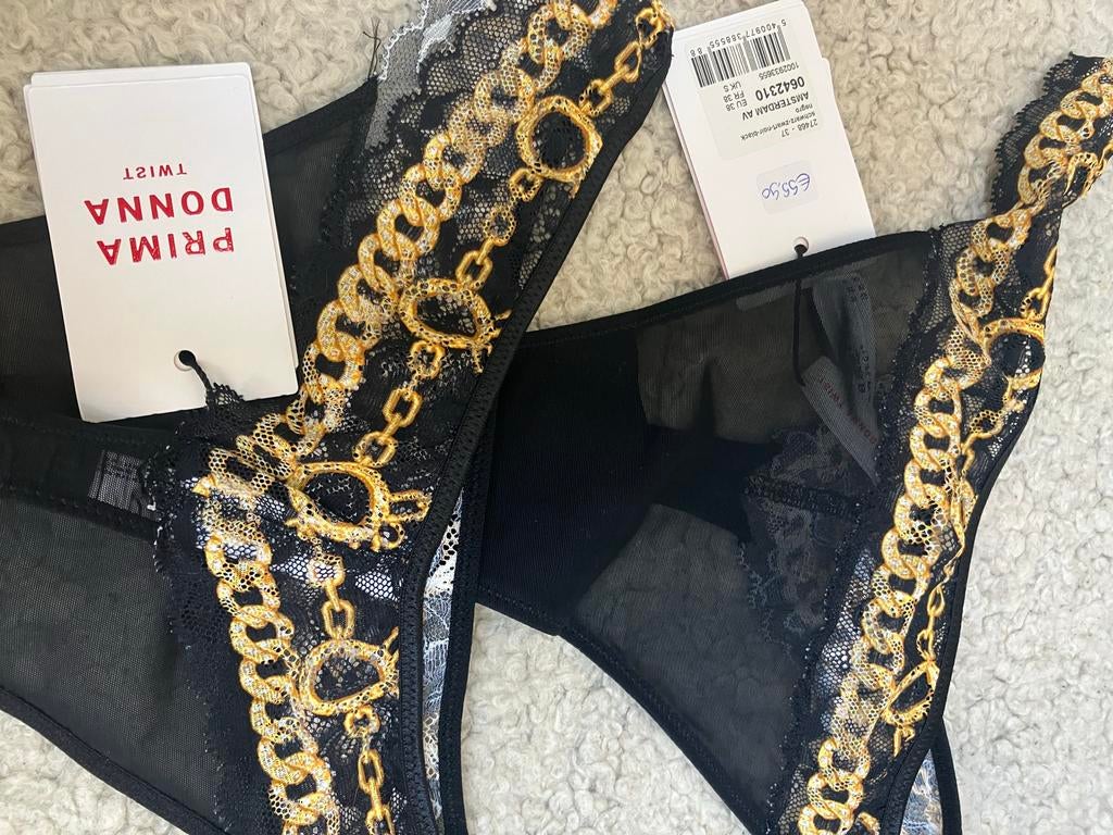 Prima Donna Twist String Zwart met Gouden Kettingprint, Prima Donna, Ophalen of Verzenden, Zwart, Slip