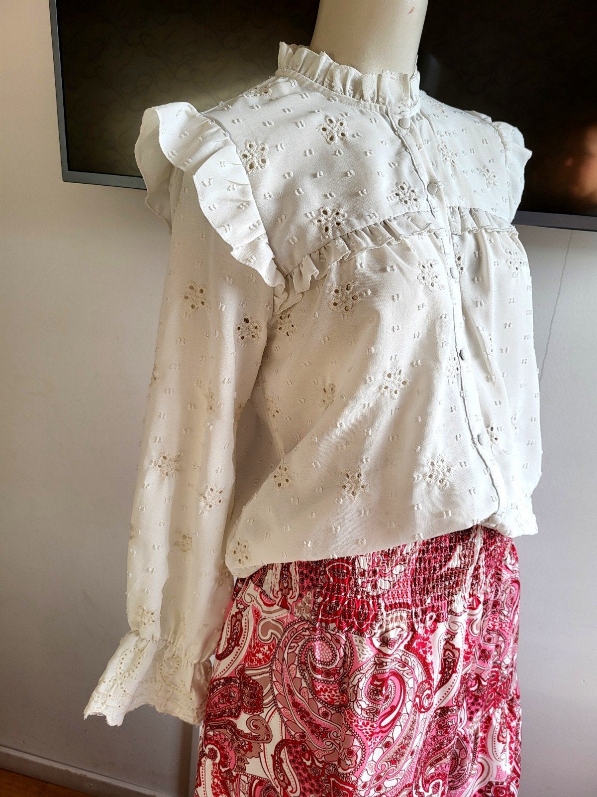 Prachtige romantische broderie  bloese Kilky, Wit, Ophalen of Verzenden, Maat 36 (S), Kilky