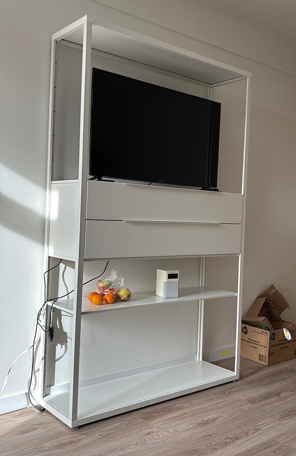 IKEA Fjalkinge rek met Lades - Wit (118x193x35cm), Ophalen, 50 tot 100 cm, Zo goed als nieuw, Metaal