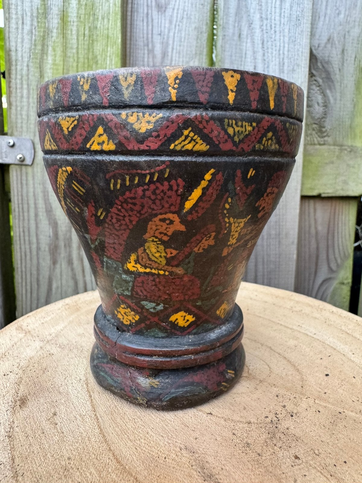 Houten Kero beker Peru zuid Amerika oud / vintage, Ophalen of Verzenden