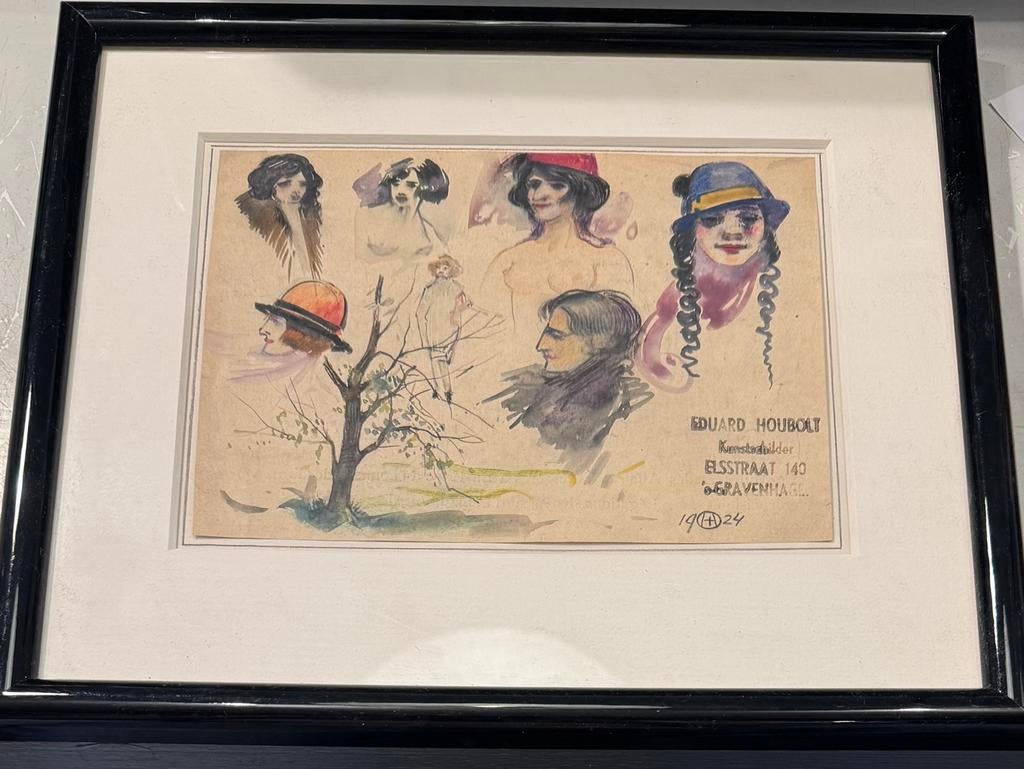 Eduard Houbolt schilderij / aquarel 1924, Ophalen of Verzenden