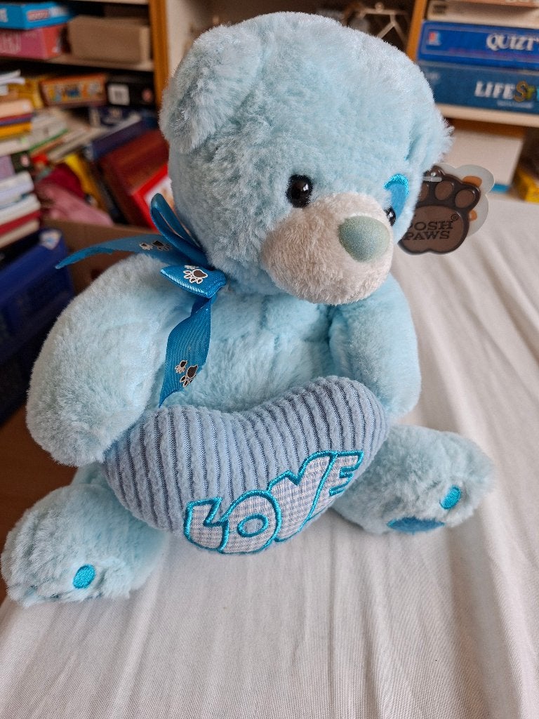knuffel blauw beertje love, Ophalen of Verzenden, Beer