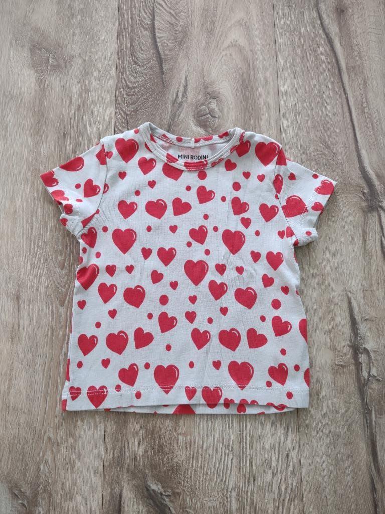 Prachtig wit shirt met rode hartjes van Mini Rodini, 80/86., Meisje, Onb, Ophalen of Verzenden, Onb