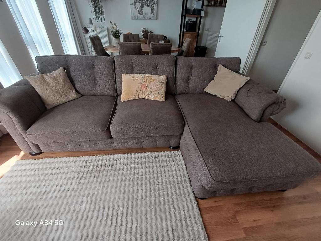 Bank te koop aangeboden, Huis en Inrichting, Banken | Bankstellen, Ophalen, Hoekbank, 300 cm of meer, 75 tot 100 cm