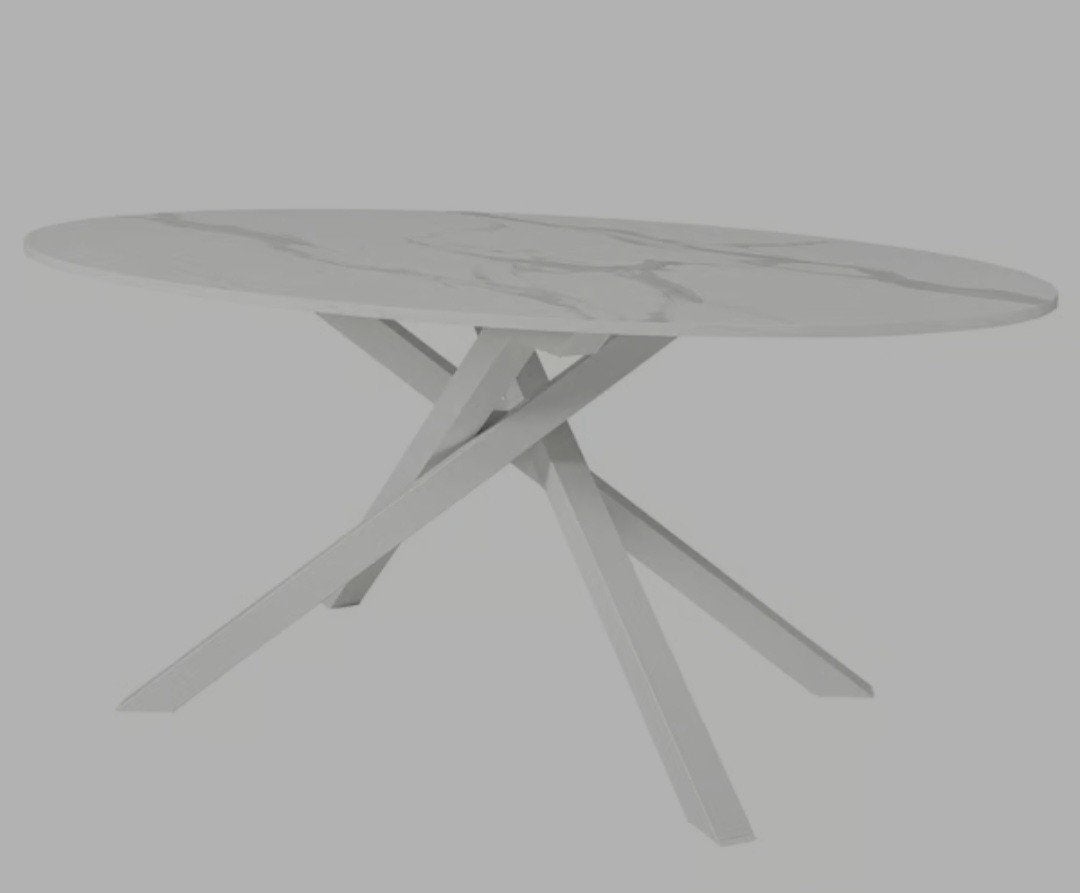 Moderne marmeren eettafel - Ovaal, Huis en Inrichting, Ophalen, 100 tot 150 cm, Modern, Scandinavisch, Nieuw