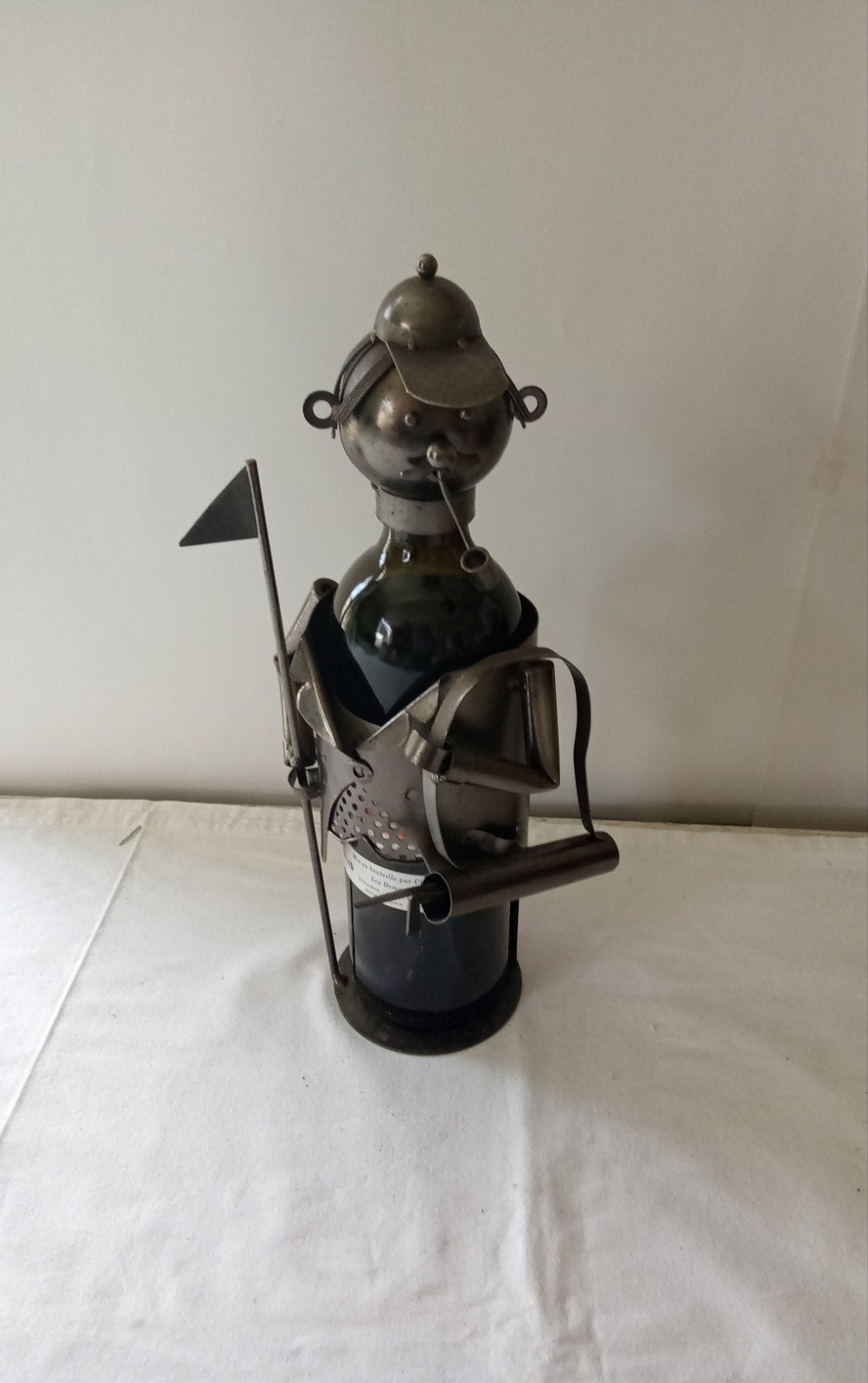 Unieke Golfer Flessenhouder - Perfect Cadeau!, Gebruikt, Ophalen of Verzenden, Minder dan 5 flessen, Metaal