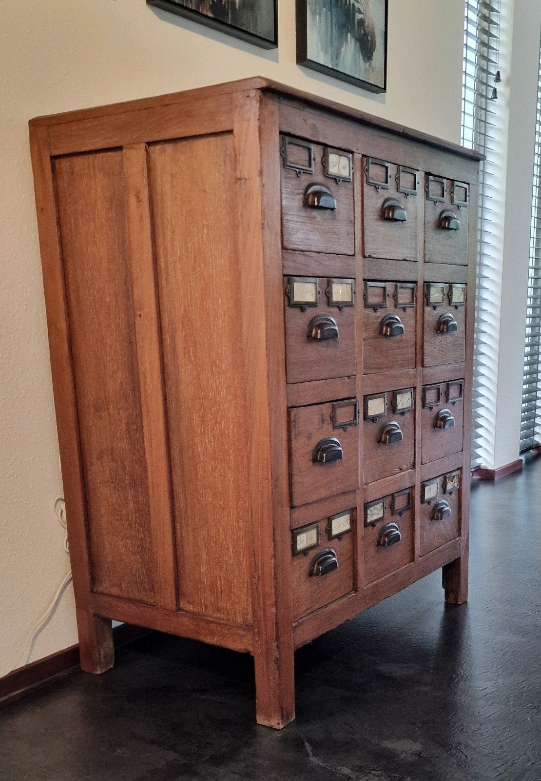 Eiken ladekast 105x82x53 (hxbxd), Gebruikt, 5 laden of meer, Oosterse kast met originele Indiase details, 100 tot 150 cm