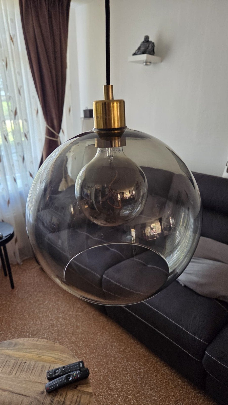 Ikea JAKOBSBYN / JÄLLBY hanglamp smoke glas incl. lamp, Ophalen of Verzenden, Gebruikt, Glas