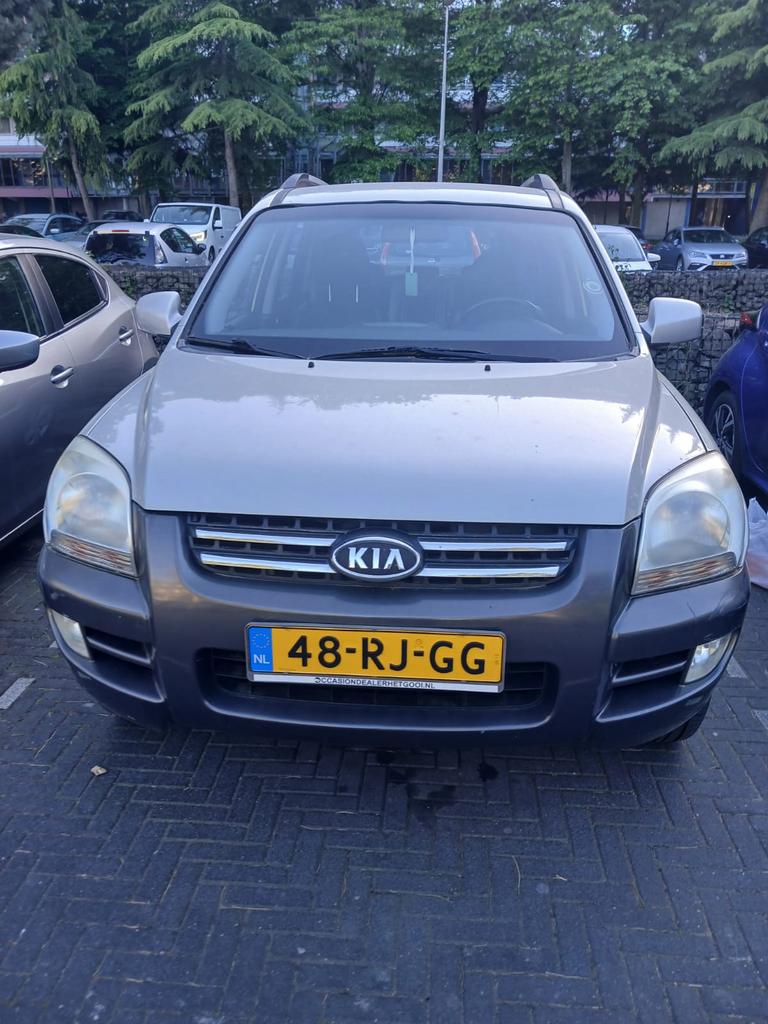Kia Sportage 2.0 2WD 2005 Grijs/Groen, Auto's, Kia, 1442 kg, Zwart, 4 cilinders, Leder en Stof