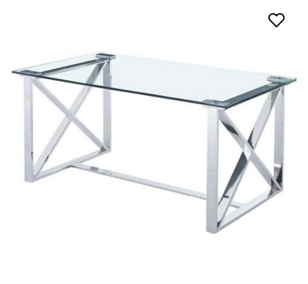 Nieuw! Eettafel Rixos zilver, Huis en Inrichting, 200 cm of meer, Zo goed als nieuw, Rechthoekig, 50 tot 100 cm