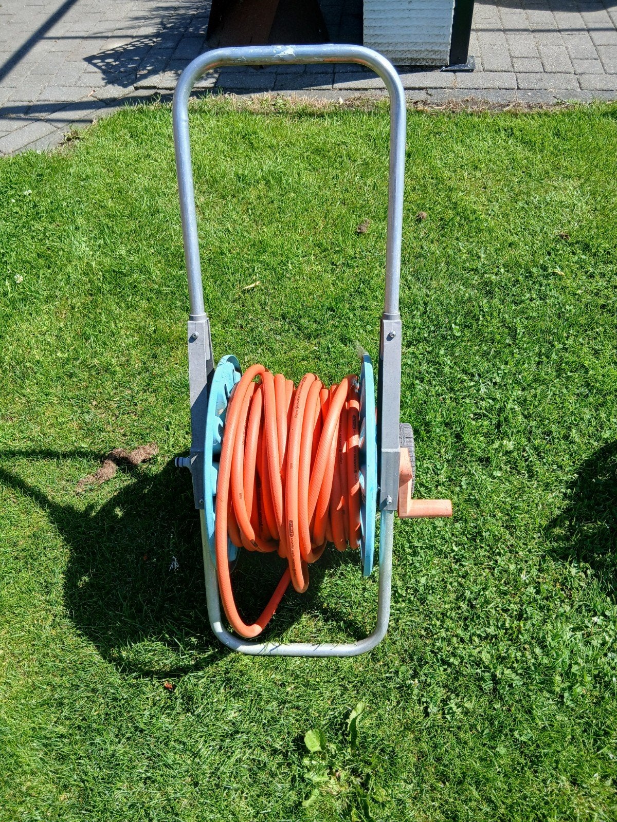 Tuinslanghaspel met slang, Ophalen, Gebruikt, Tuinslang