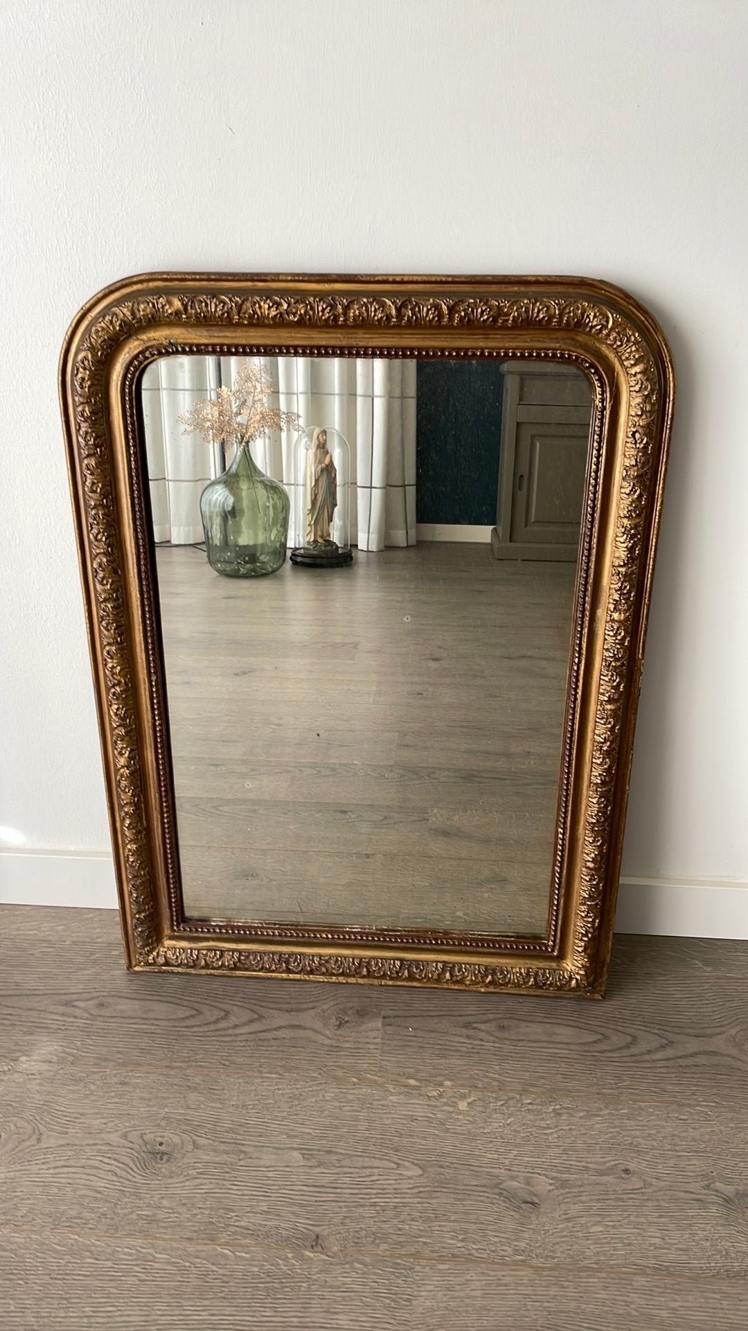Louis Philippe stijl grote toogspiegel boogspiegel 87 x 62, Ophalen of Verzenden, Rechthoekig, 50 tot 100 cm, Minder dan 100 cm