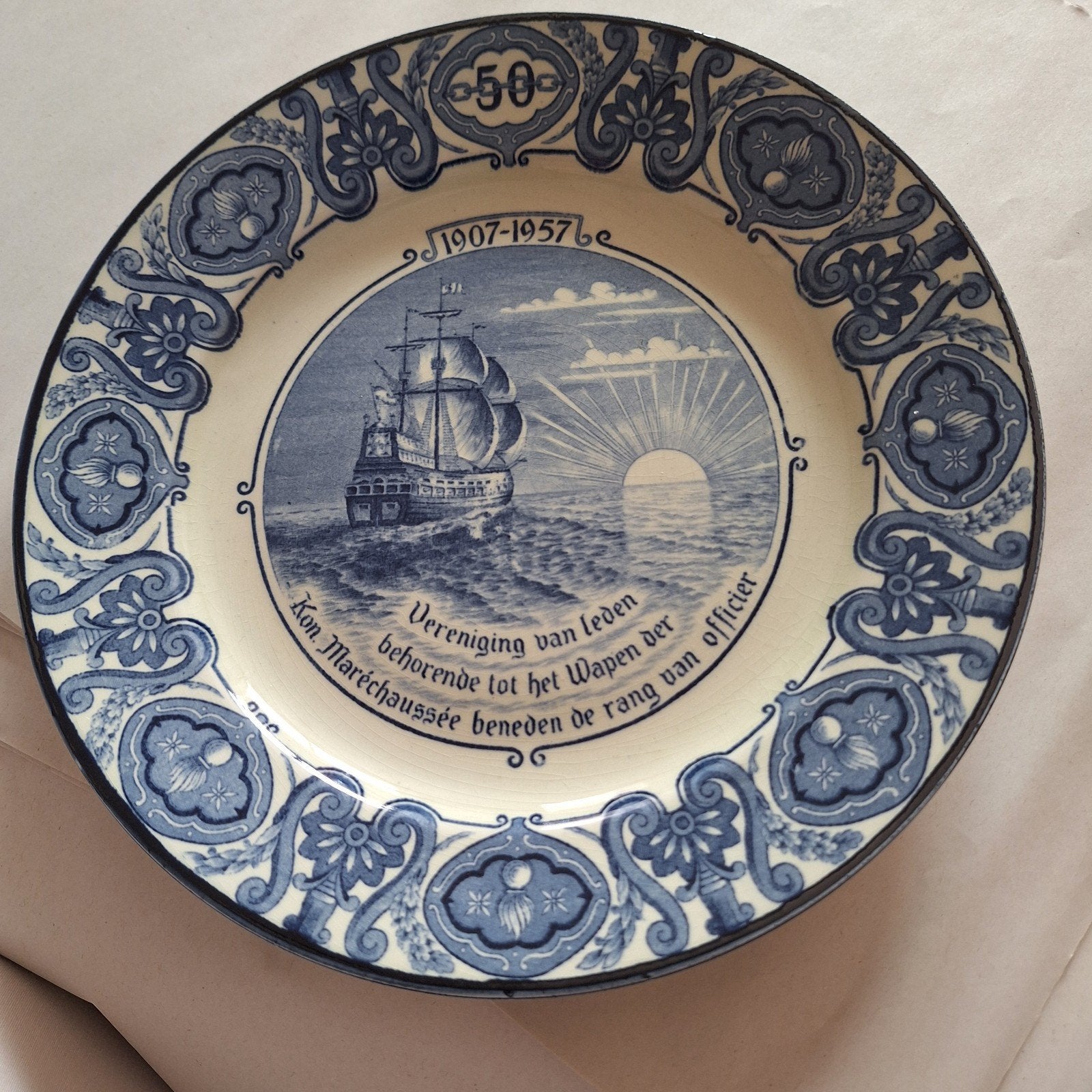 Unieke Herdenkingsplaat Koninklijke Marechaussee 1907-1957, Antiek en Kunst, Ophalen
