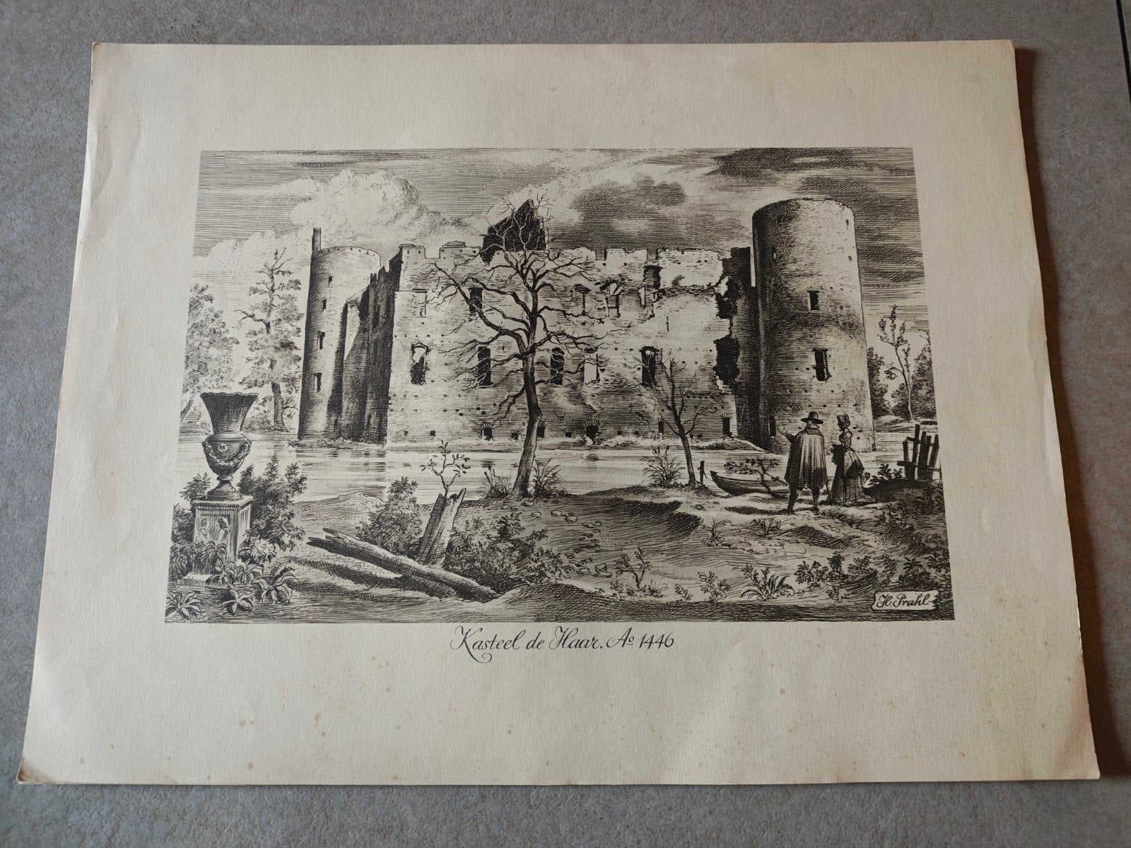 kasteel de Haar anno 1446.  H Prahl, Ophalen of Verzenden, Voor 1940, Overige onderwerpen