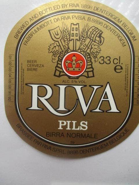 bieretiket Belgie 19-5 (7Q) riva, Ophalen of Verzenden, Gebruikt, Overige typen, Overige merken