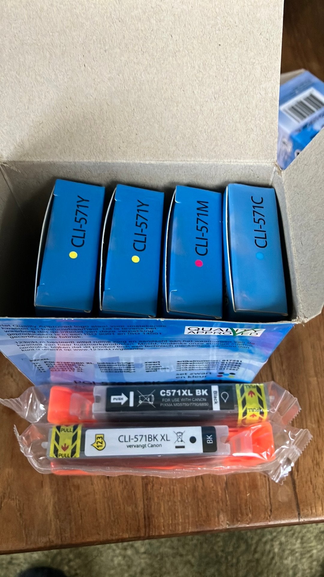 123inkt Cartridges: 2x CLI-571Y, CLI-571M, CLI-571C, 2x C571, Computers en Software, Printerbenodigdheden, Nieuw, Cartridge, Ophalen of Verzenden