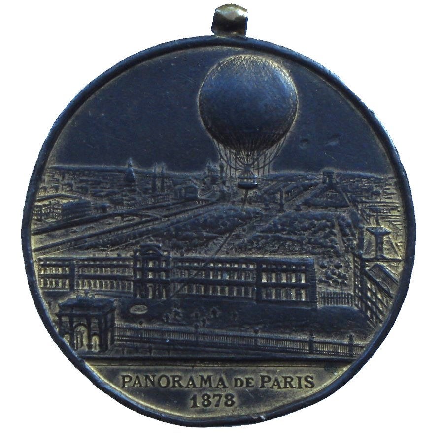 Frankrijk - Parijs penning stoomballon 1878 (zeldzaam), Ophalen of Verzenden, Brons, Buitenland