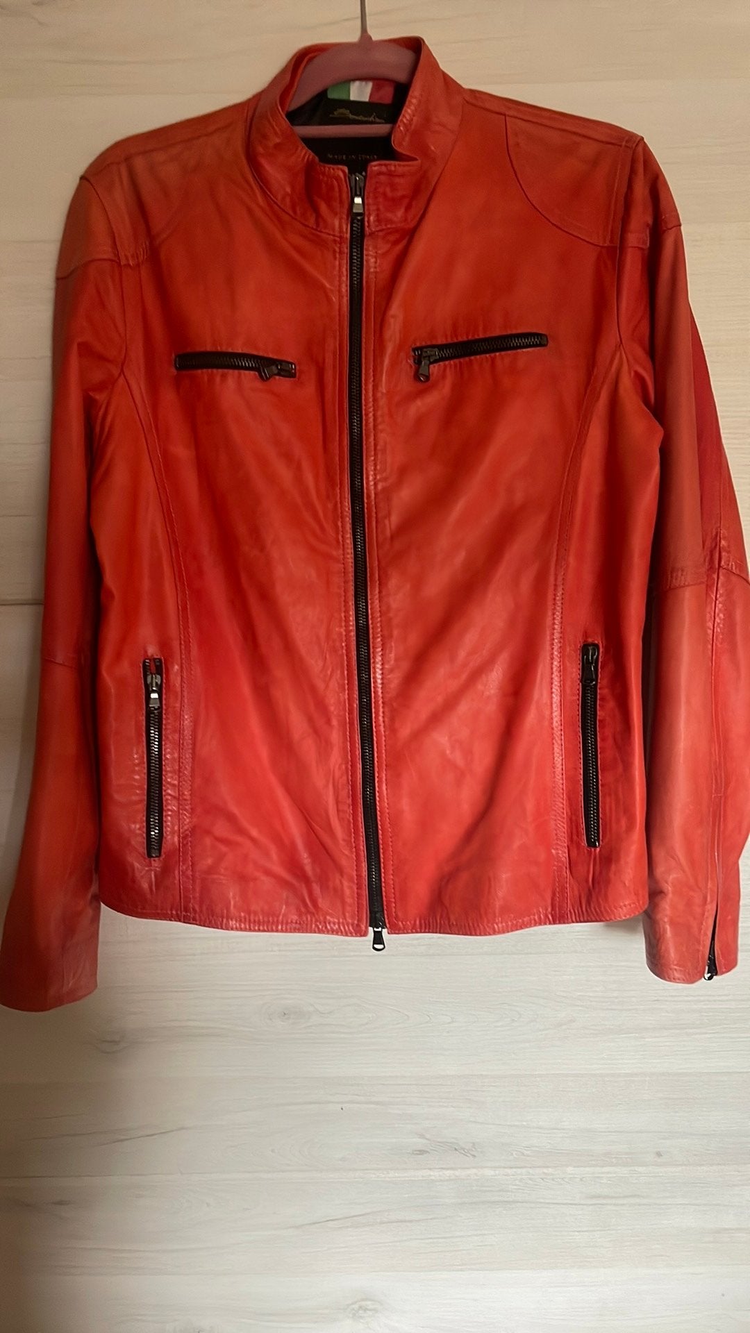 Super leren jasje, Kleding | Dames, Verzenden, Zo goed als nieuw, Maat 38/40 (M), Oranje