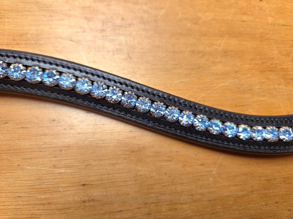 Schockemöhle Frontriem Diamond Select Zwart/Lichtblauw COB, Overige disciplines, Nieuw, Ophalen of Verzenden, Zwart