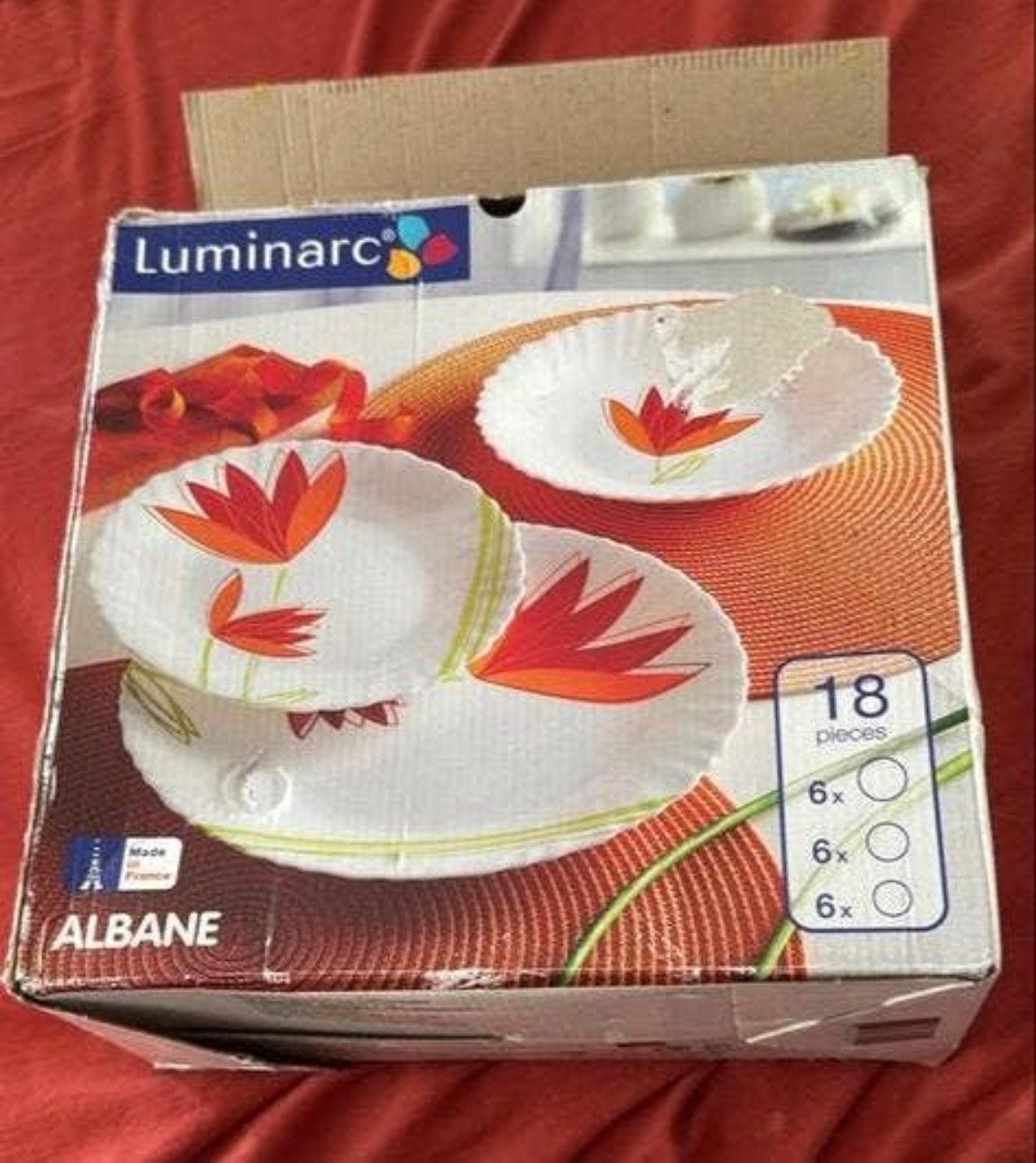 Luminarc Albane Servies - 18-delig met bloemmotief, Ophalen, Overige merken, Nieuw, Glas