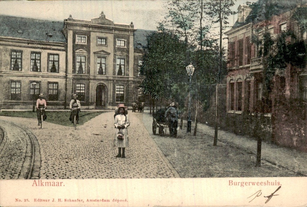 Alkmaar - Burgerweeshuis - Voorgevel, Verzamelen, Ophalen of Verzenden, Voor 1920, Gelopen, Noord-Holland