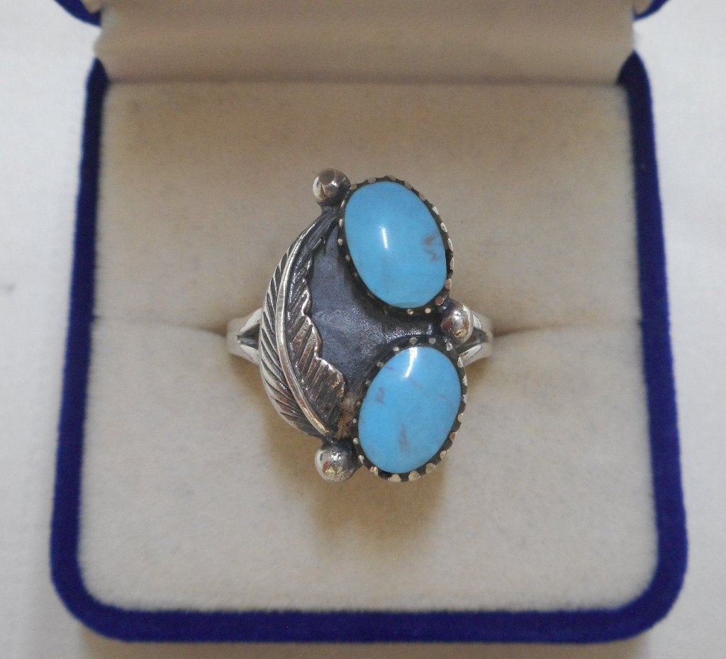 Zilveren Navajo ring met turquoise  maat 18.75 nr.1378, 18 tot 19, Verzenden, Zo goed als nieuw, Dame