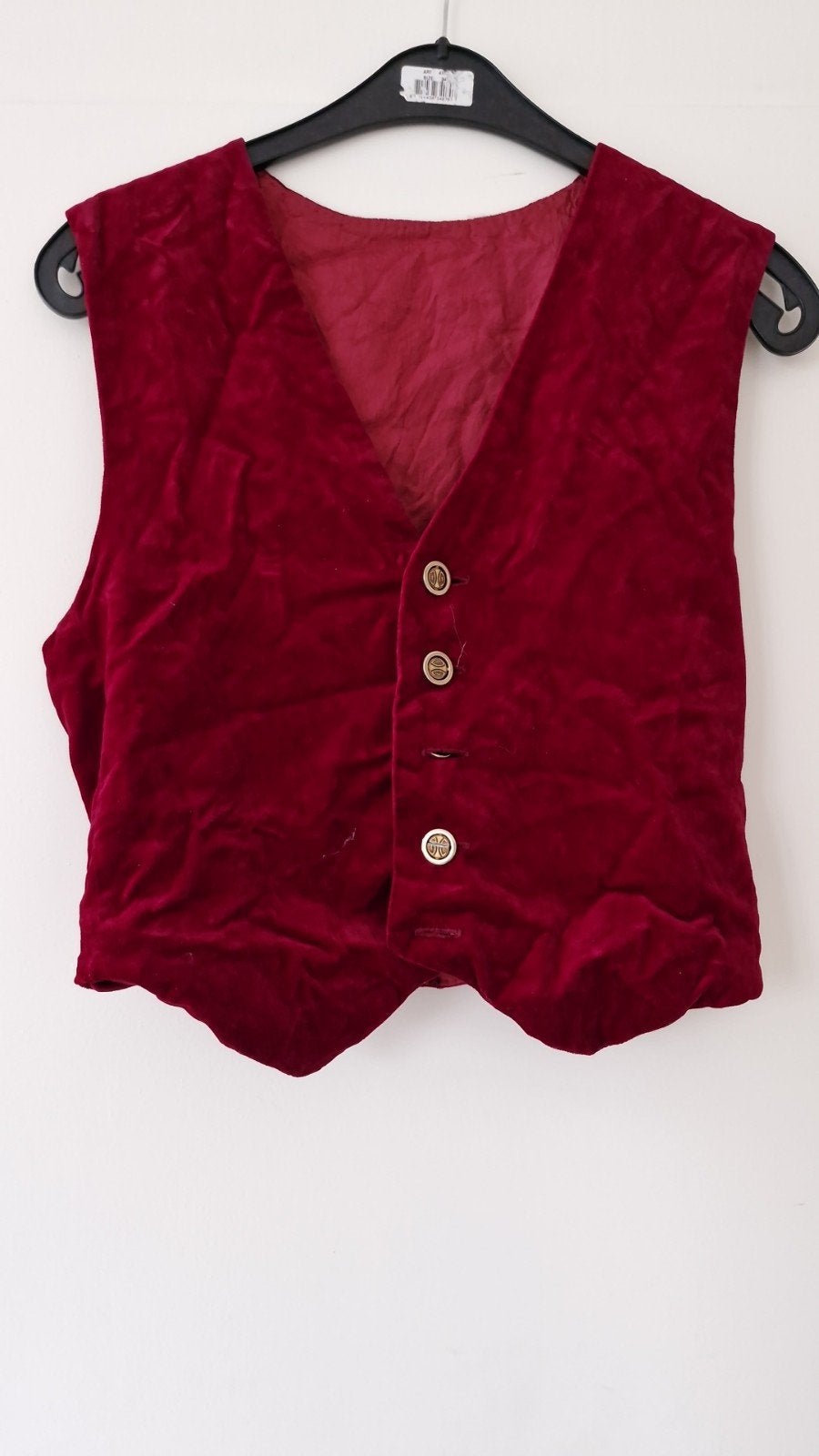 Handgemaakt Vintage Rood Fluweel Gilet Maat S, Kleding | Dames, Overige Dameskleding, Ophalen of Verzenden, Gedragen