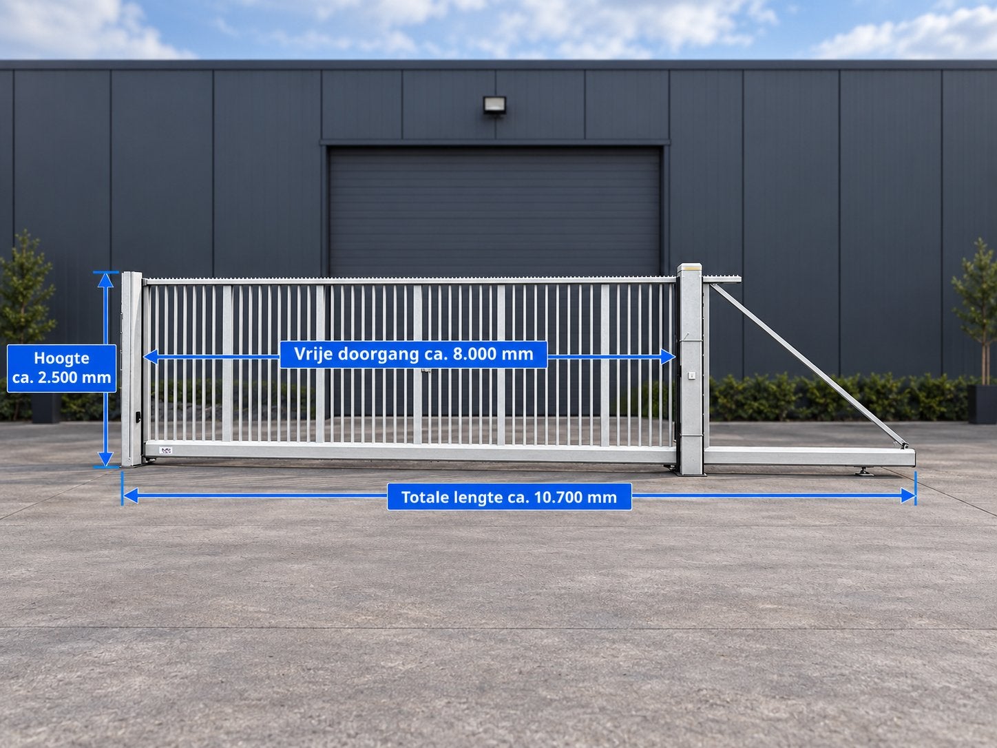 ABC Hekwerk elektrische schuifpoort totale lengte 10,7 meter, Ophalen, 200 cm of meer, Schuifpoort, Aluminium