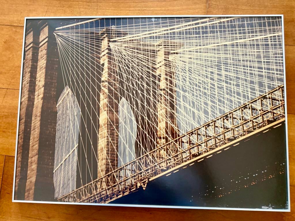 Foto Brooklyn Bridge New York in lijst (70x50 cm), Ophalen, Zo goed als nieuw, 50 tot 75 cm, Foto of Poster